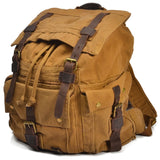 supernfb Vintage Leather Military Canvas travel Backpacks Men &Women School Backpacks men Travel bag big Canvas Backpack Large bag
