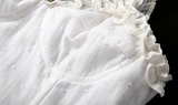 Elegant White Sleeveless Suspender Frilly Girlish Style Mini Dress Romantic Twill Neckline Wrap Hip Skirt Women's Holiday Outfit