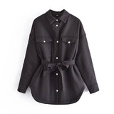 Supernfb Woman Jacket  Autumn Winter With Belt Loose Long Sleeve Pockets Outwear Tops Female Casual Oversize Coats Streetwear