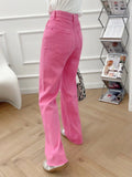 supernfb Woman High Waist Pink Green Denim Jeans Pants