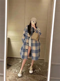Supernfb Maxdutti Coat Women  Winter Trench Ins Fashion Blogger Vintage Oversize Coat Women Woollen Plaid Loose Long Jacket