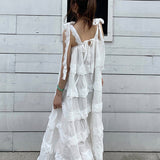 Supernfb white Boho dress solid cotton strap dress summer dresses sexy sleeveless lace beach wear hippie women dresses vestidos