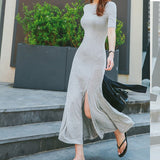Supernfb Free Shipping New Fashion Plus Size XS-10XL Long Maxi Dress Summer Spring Short Sleeve Modal Dress With Slit Customized