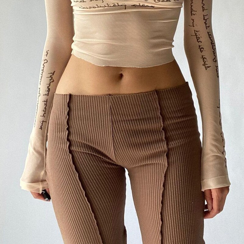 Supernfb Women High Waist Elastic Wide Leg Flare Pants Casual Ladies Solid Bell-Bottomed Trousers Fashion Streetwear
