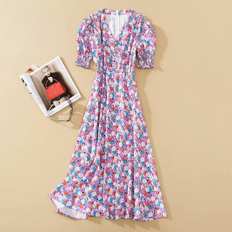 Supernfb Princess High Quality Summer New Women'S Party Outing Elegant Chic Gentlewoman Elegant Casual Floral Casual Midi Dress