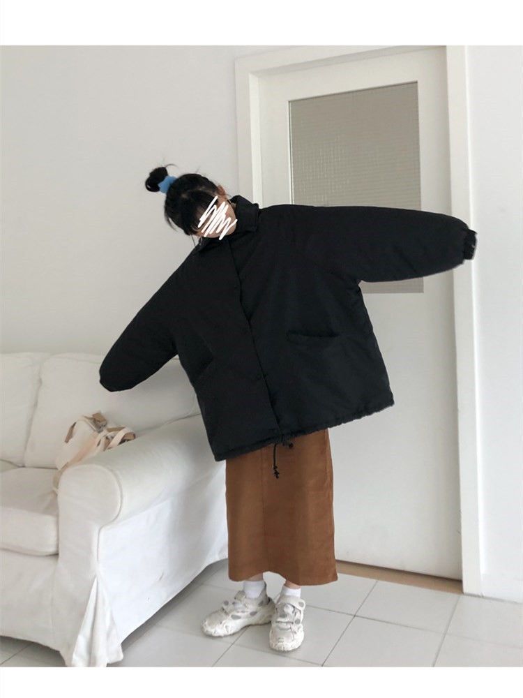 Supernfb Korean Cotton Bread Clothing Solid Simple Harajuku Student Hooded Coat Oversized Loose Short Parka Winter Keep Warm Women Jacket