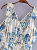 Supernfb Indie Folk Bohemian Style Vintage Floral Dress Print Overlapping Backless Cotton Party Casual Maxi Dress Women