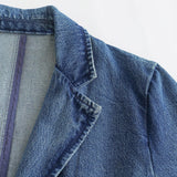 Supernfb Denim Jacket For Women Jean Coat Fashion Oversized Single Button Down Jacket Femal Long Sleeve Chic Outwear With Pocket