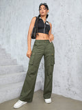 supernfb High Waist Vintage Cargo Women's Pants Fashion 90s Loose Y2K Clothes Casual Aesthetics Streetwear Baggy Denim Straight Trousers
