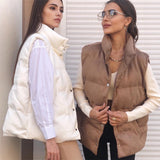 Supernfb New Autumn Winter Down Hooded Vest Women Casual Thick Warm Coat Gilets Sleeveless Jacket Women Solid Loose Waistcoat