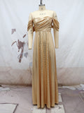 Supernfb Luxury Elegant A-line Gold Glitter Prom Dress Formal Evening Gown Dubai Shiny Special Occasion Gown Party Dress