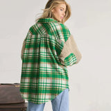 Supernfb Plaid Shirt Jacket Women Vintage Lapel Coat Winter Thick Wool Warm Blouse Ladies Oversize Casual Pockets Long Sleeve Outwear