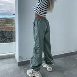 supernfb Spring Streetwear Fashion Cool Cargo Pants Vintage Loose Pocket Female Trousers Women's Pants Y2k Hip Hop Wide Leg Joggers Baggy