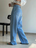 supernfb Women Classic Solid Color Jeans Summer New Fashion Cotton Cozy Zipper High Waist Long Pant Casual Simple Ladies Pants