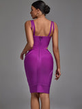 Purple Bandage Dress New Women's Bodycon Dress Elegant Sexy Strappy Evening Club Party Dress High Quality Summer Outfits