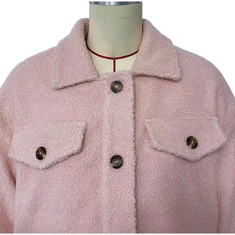 Supernfb Lady Elegant Lamb Wool Jacket Winter Fleece Warm Thick Coat Casual Lapel Short Tops Tweed Coats Autumn Sweet Style Outwear