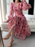 Supernfb French Elegant Dress Summer New Women Party Casual Evening Prom Vestidos Female Fashion Spring Vintage Printed Robe Mujers