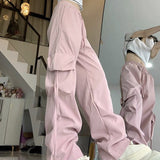 Causal Baggy Cargo Pants High Waist Y2K Big Pockets Streetwear Student Trousers Loose Fall Korean Solid Female Pants