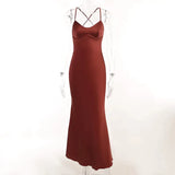 Sexy Backless Women's Party Dress Maxi Slip Sheath Long Female Dresses Solid Ruched Slim Lady Eveing Robe Autumn