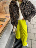 Supernfb Chic Leopard Printed Women's Cotton Coat Fashion Lapel Long Sleeve Single Breasted Jacket Autumn Winter Lady Streetwear