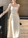 White Midi Dress Summer Women Elegent New French Evening Party Prom Sexy Fashion Slim Clothes Female Vestidos Robe