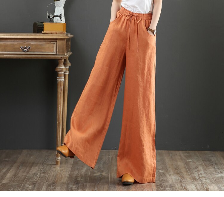 Supernfb Spring Summer Literary Ladies Loose Over Size Wide Leg Pants High Waist Mopping The Floor Pants for Women  Korean Style Pants