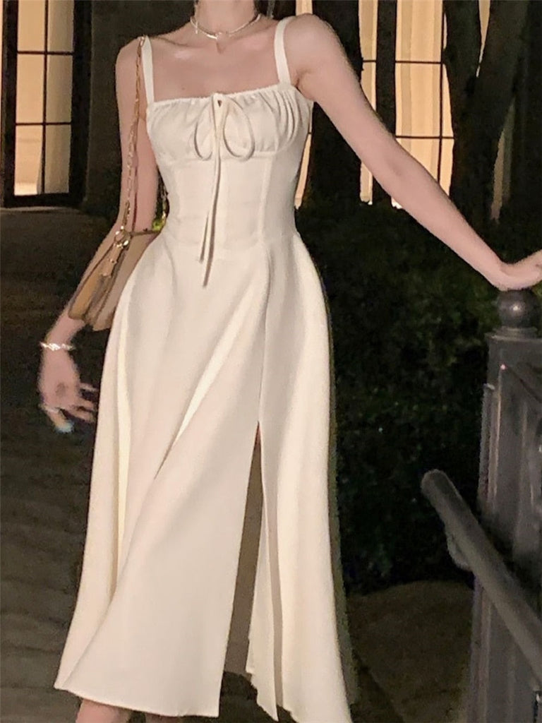 Midi Bandge Dress For Women Summer New Elegant Vestidos Vintage Fashion Lady Evening Sundress Female Korean Slim Clothing