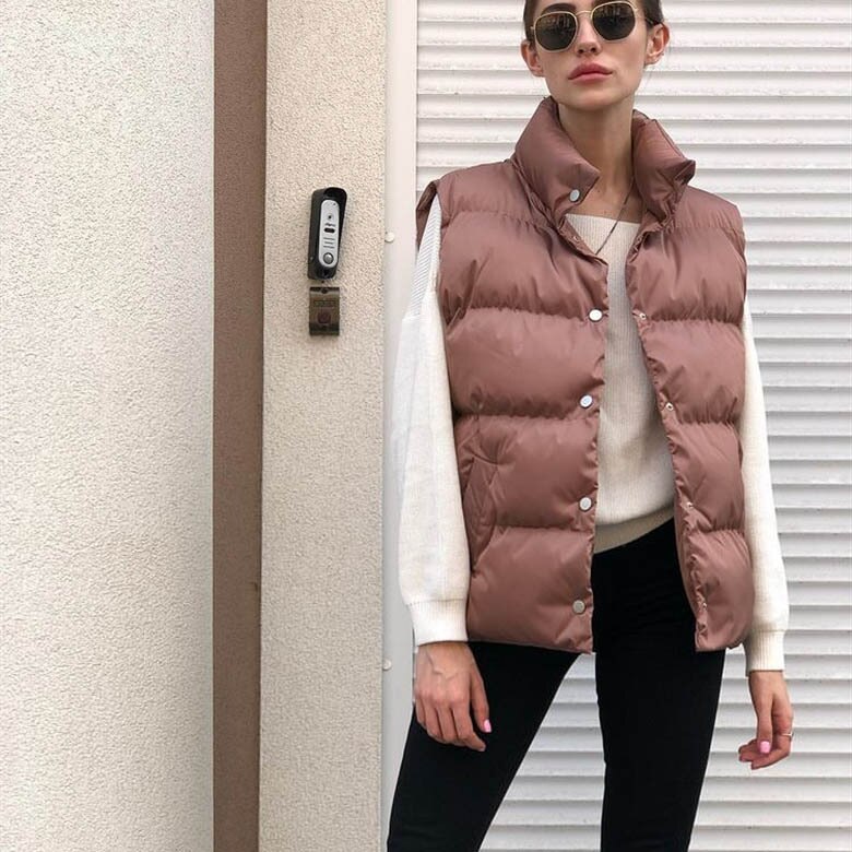 Supernfb New Autumn Winter Down Hooded Vest Women Casual Thick Warm Coat Gilets Sleeveless Jacket Women Solid Loose Waistcoat