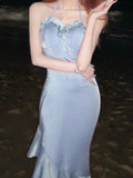 Supernfb Summer Glitter Elegant Dress Women Designer Ruffle Flounce Midi Dress Female Korean Fashion Backless Strappy Party Dresses