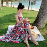 Supernfb Real Summer New Female South French Style Print Halter Sexy Slim-fit Fairy Dress Women