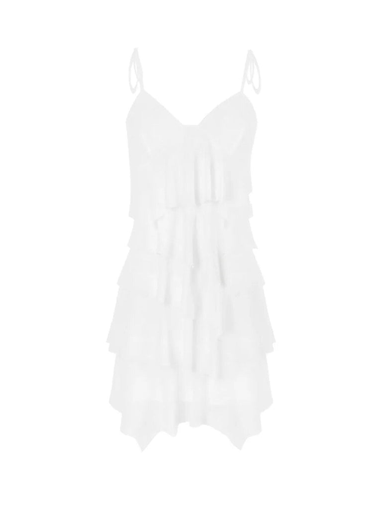 Supernfb Suspender Dress Design Sense Irregular Short Skirt Spicy Girl White Dress Pure Lust