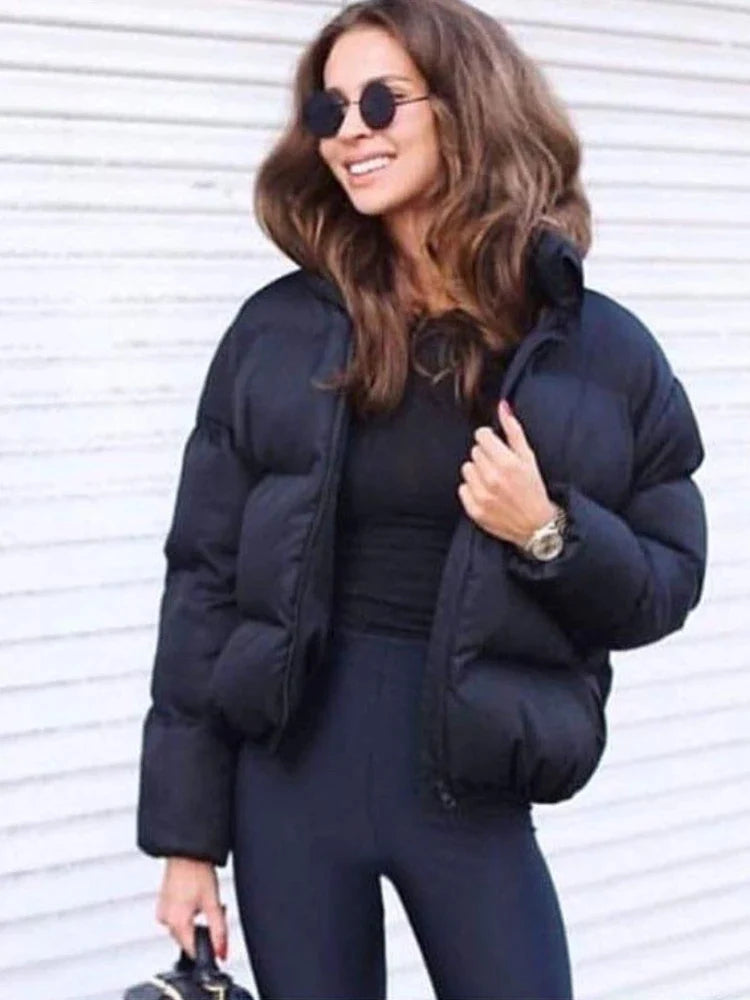Supernfb Winter Puffer Jacket Women Warm Stand Collar Thickening Short Coat Female Loose Casual Parka Fashion Corp Jackets