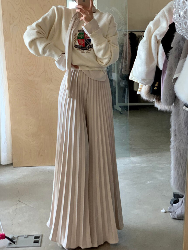 Supernfb Spring New Fold Design Style Women Pants Pleated High Waist Y2k Clothes Wide Leg Casual Trousers Long Women Pantalones De Mujer