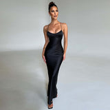 Sexy Backless Women's Party Dress Maxi Slip Sheath Long Female Dresses Solid Ruched Slim Lady Eveing Robe Autumn