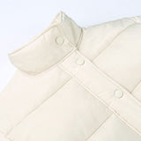 Supernfb Warm Cropped Long Sleeve Parkas Short Beige Bombers Coat Zipper Padded Jacket Winter Jacket Women Female Outerwear