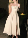 Midi Bandge Dress For Women Summer New Elegant Vestidos Vintage Fashion Lady Evening Sundress Female Korean Slim Clothing