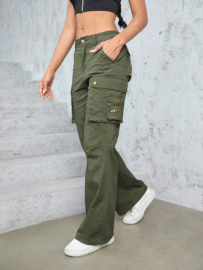 supernfb High Waist Vintage Cargo Women's Pants Fashion 90s Loose Y2K Clothes Casual Aesthetics Streetwear Baggy Denim Straight Trousers