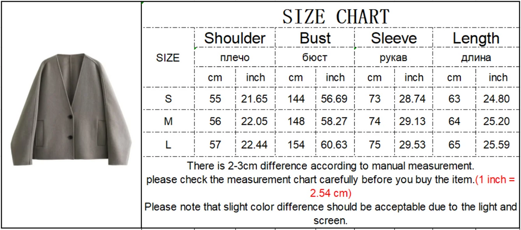 Supernfb Solid V-neck Single Breasted Long Sleeved Jacket Women's Fashion Casual Autumn Winter Warm Coat Female Chic Street Outwear
