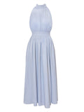 Midi Dress Women Elegant Summer  New Fashion Evening Party Vestido Spring Sleeveless Folds Design Dresses Female Clothing
