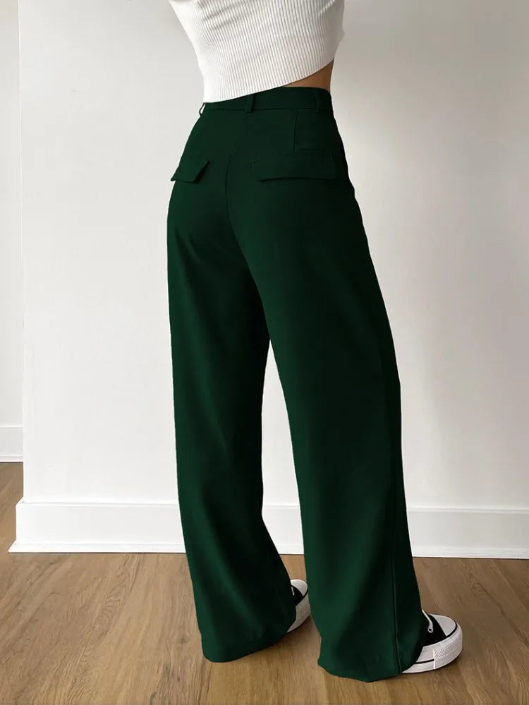 Supernfb Casual Streetwear Women Pants Full Length Pantalones De Mujer Solid Roupas Femininas Button Trousers Elegant Ladies Clothing