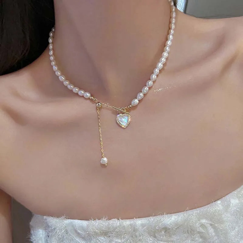 Supernfb Tavimart New Fashion Zircon Bowknot Pearl Necklace for Women Shiny Rhinestone Double Layer Chain Necklace Wedding Party Jewelry Gift