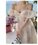 Supernfb Party Summer Dresses Flowy Vintage Prom Elbise Chic Holiday Beach Boho Vestidos Fashion Floral Print Princess Elegant Midi Dress