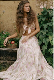 Supernfb Indie Folk Bohemian Vintage Floral Print Camisole Tanl And High Waist Midi SkirtsTops Sets Women