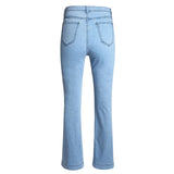 Supernfb Jeans for women Four seasons high waisted cotton blue temperament commuter straight casual fashion pants
