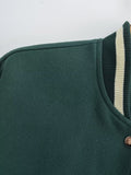 Supernfb Vintage Pu Leather Woole Coat Women Splicing Loose Bomber Jacket