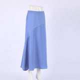 Supernfb Autumn Winter Women Elegant Satin Midi Skirts Solid High Waist Flare A-line Skirt For Women Female