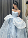 Supernfb Blue Prom Dress Engagement Jacquard Dress France Vintage Sweet Korean Princess Fairy Dress Evening Party Dress