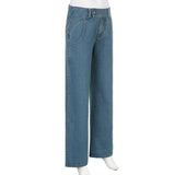 supernfb Women Light Blue Denim Jeans Casual Straight Loose Long Trousers pantalones mujer verano  Autumn High Waist pantalones