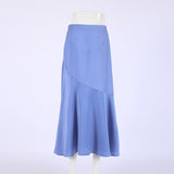 Supernfb Autumn Winter Women Elegant Satin Midi Skirts Solid High Waist Flare A-line Skirt For Women Female