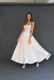 Supernfb Tavimart Glitter A Line Wedding Dresses Spaghetti Straps Sleeveless Ankle Length Bridal Gowns Robe de mariage Women Evening Dress
